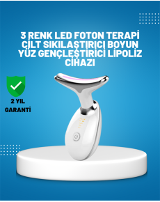 3-Mode Neck and Face Care Device – with EMS, Cleansing, Hot Massage and Colored Light Therapy Features