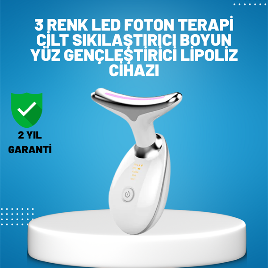 3-Mode Neck and Face Care Device – with EMS, Cleansing, Hot Massage and Colored Light Therapy Features