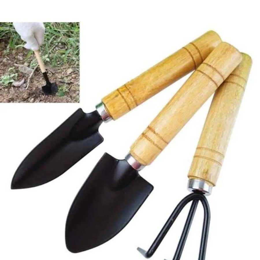 3 Piece Plant Hobby Set - Garden Pot Succulent Care Hoe-Rake-Shovel