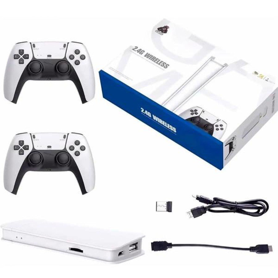 4K HD Screen Nostalgic White Game Box with 3D Double Game Handles and 20,000 Games