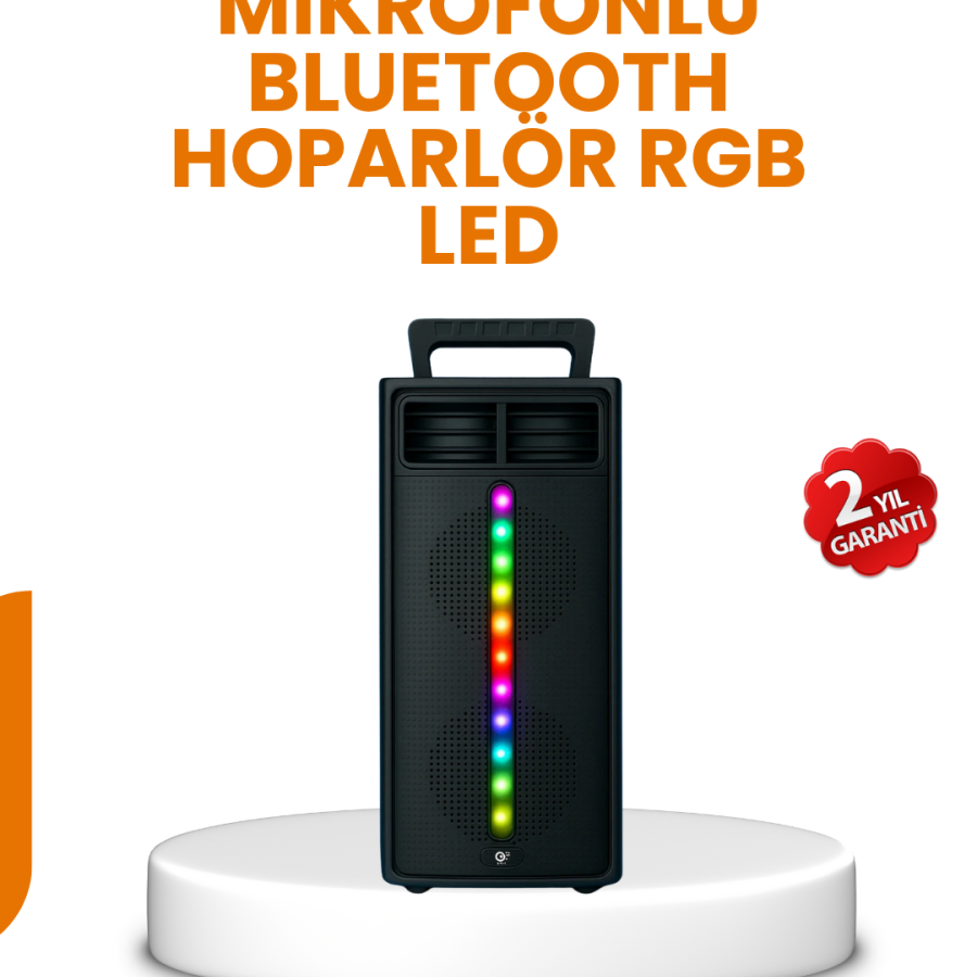 Bluetooth Lighted Speaker – 2x5W Power | USB + TF Card + FM Radio | Black Color