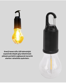 Portable Rechargeable LED Camping Lamp – Type-C Port and Hook Design