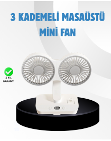 Quiet Working USB Rechargeable Double Head Desktop Fan – For Home and Office