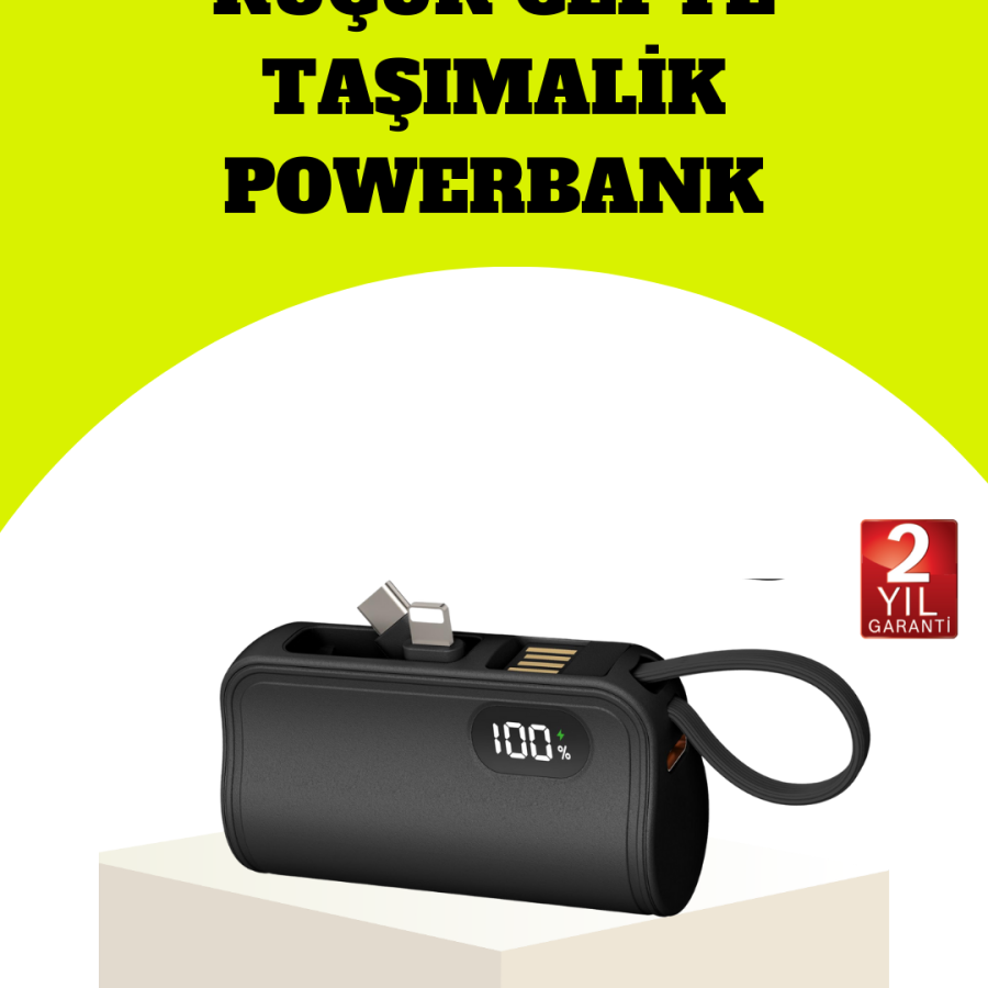Mini 2000mAh Powerbank with Built-in Type-C Connector