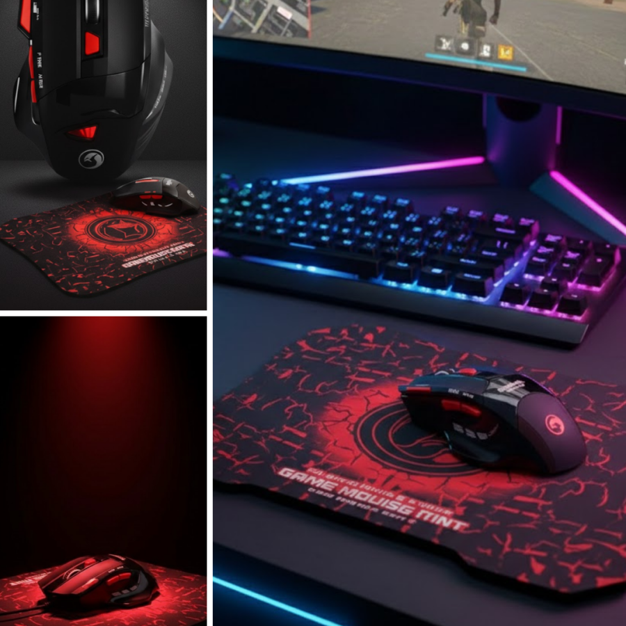 Ergonomic Mouse and Mousepad 3 DPI Adjustable LED Light Design