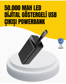 50,000 mAh Capacity Powerbank – Portable Energy Storage with Fast Charging Support, 4 USB Ports, LED Light