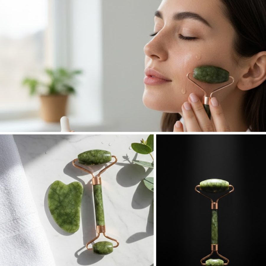 Natural Jade Roller and Gua Sha Facial Shaping Set Natural Jade Roller and Gua Sha Facial Shaping Set