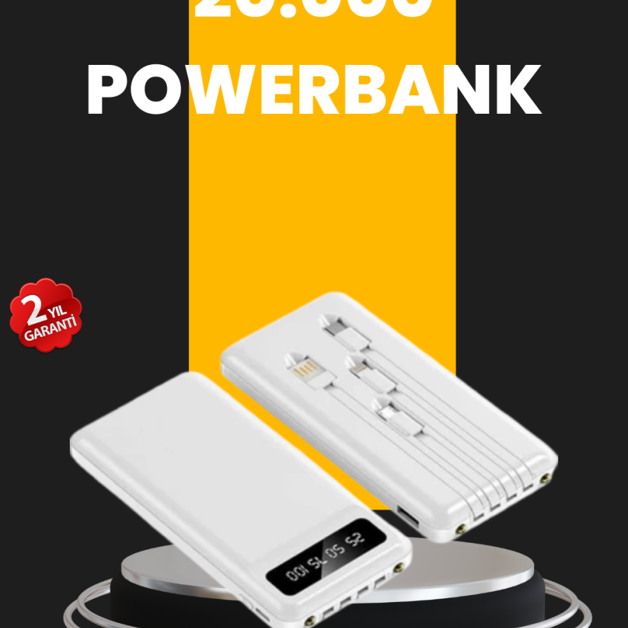 20.000mAh Powerbank with LED Light LCD Display Internal Multiple Cable 20.000mAh Powerbank with LED Light LCD Display Internal Multiple Cable