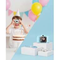 Blue Compact Digital Camera with HD Video and Photo Shooting Features and USB Connection