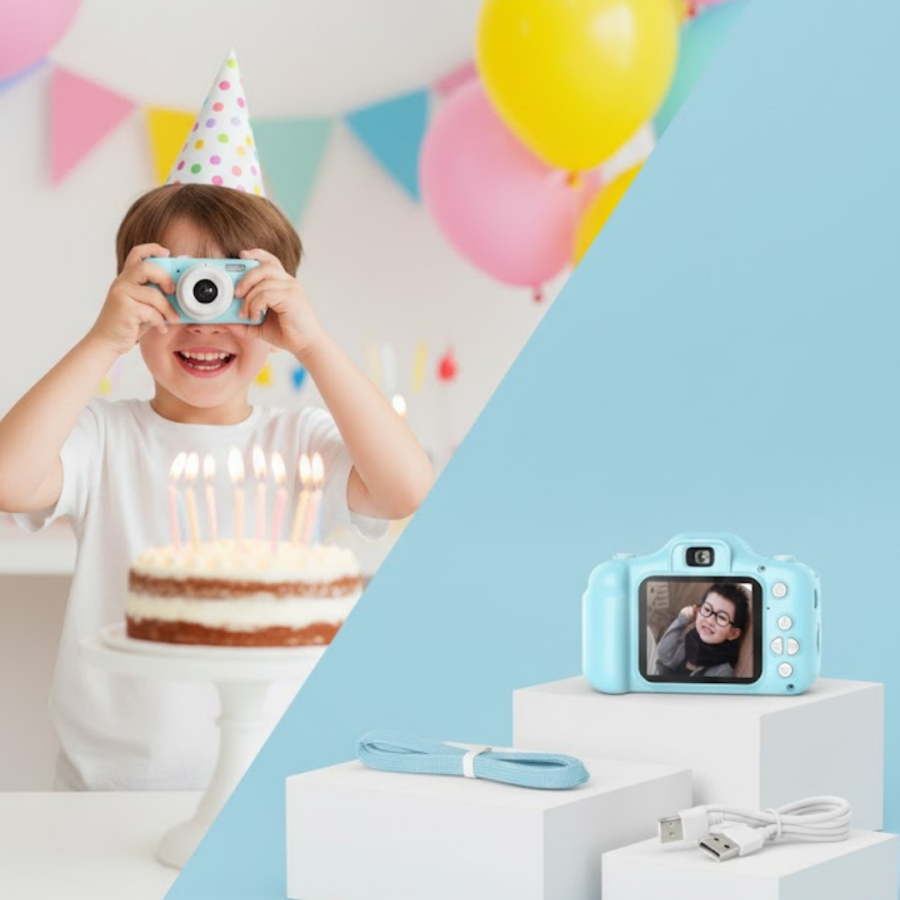 Blue Compact Digital Camera with HD Video and Photo Shooting Features and USB Connection Blue Compact Digital Camera with HD Video and Photo Shooting Features and USB Connection
