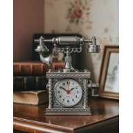 Decorative Retro Telephone Table Clock with Alarm Clock