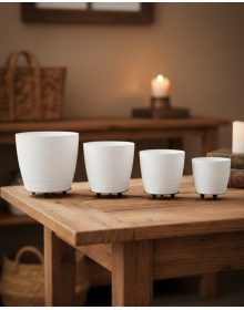 4-Piece 3D Stylish White Flower Pot Set Modern Footed Decorative Vase