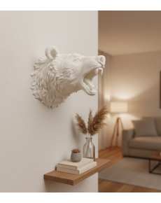 Special Design White Bear Wall Accessory 3D Decorative Sculpture 25x19 cm