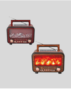Solar Rechargeable Fireplace Flame Effect Bluetooth Speaker 7W Portable Sound System