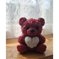 3D Rose Designed Heart Teddy Bear 10cm Stylish Decorative Figurine
