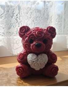 3D Rose Designed Heart Teddy Bear 10cm Stylish Decorative Figurine