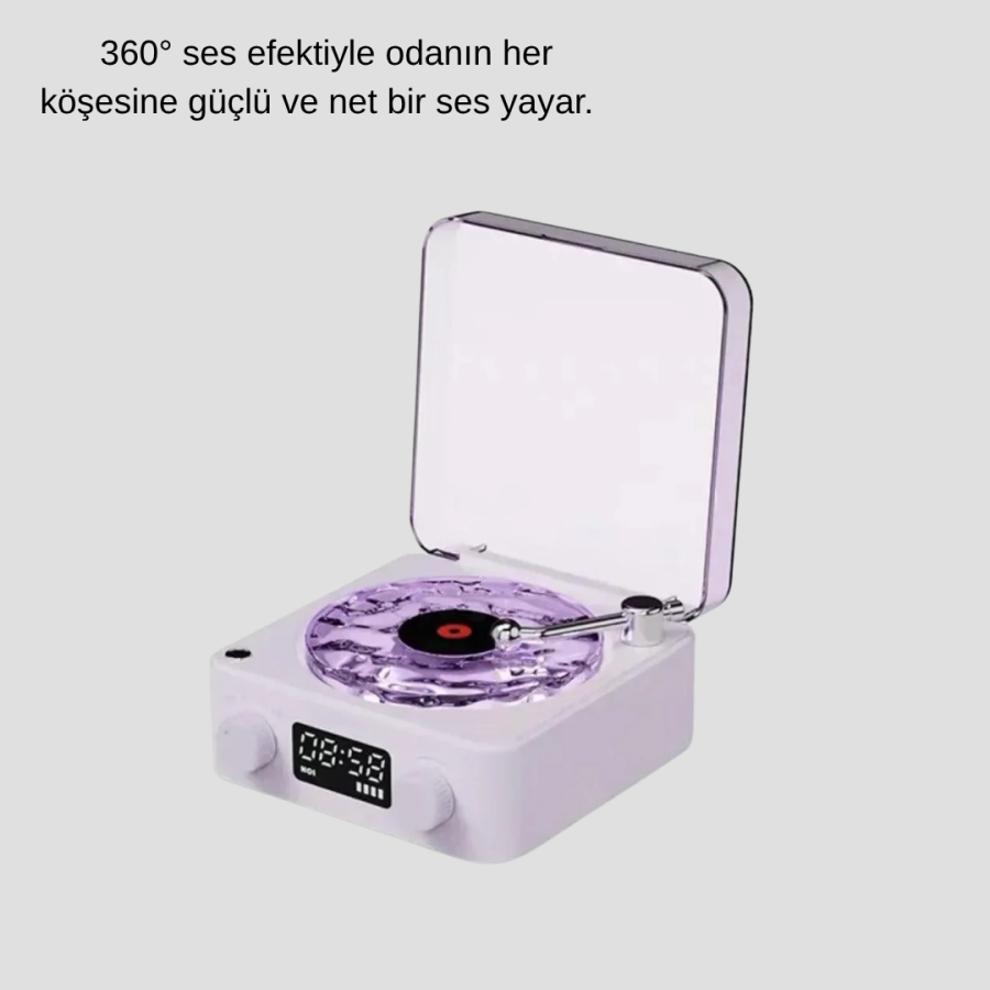 Retro Speaker with Projector Light Bluetooth AUX USB Memory Card 360° Sound Rechargeable