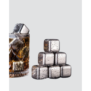 Stainless Metal Ice Cubes Set with Clips and Cooling Without Dilution Stainless Metal Ice Cubes Set with Clips and Cooling Without Dilution