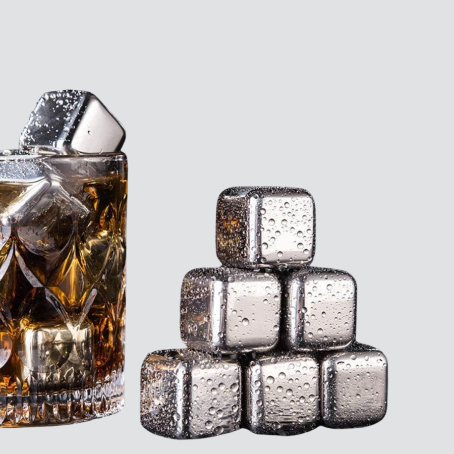 Stainless Steel Metal Ice Cube Set Cooling Without Dilution and Clips Included Stainless Steel Metal Ice Cube Set Cooling Without Dilution and Clips Included