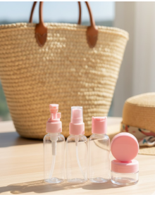 30 ml Set of 5 Travel Bath Bottles with Bag