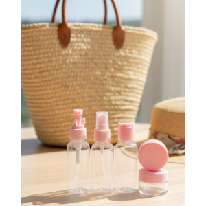 30 ml Set of 5 Travel Bath Bottles with Bag
