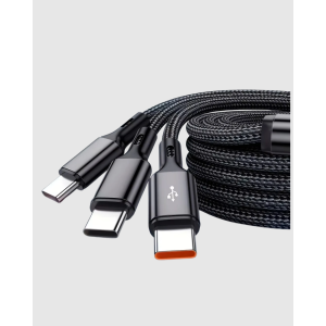 3 in 1 Charging Cable Type-C iOS Android Compatible Fast and Safe Charging