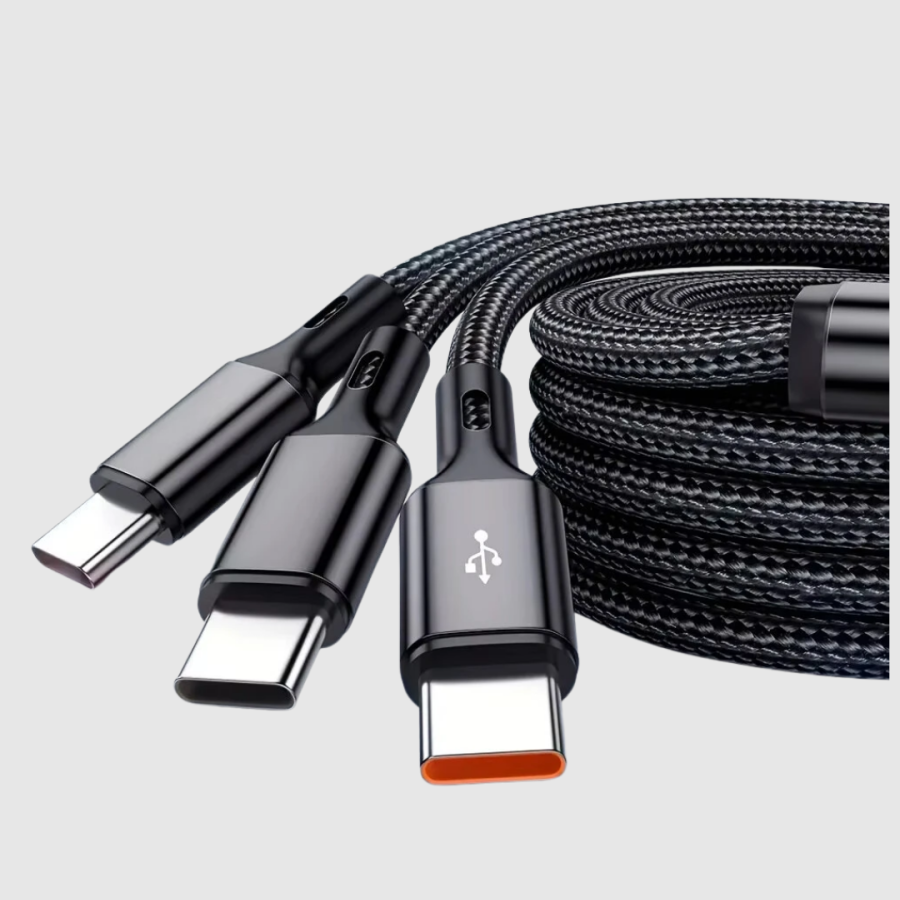 3 in 1 Fast Charging Cable iOS Android Type-C Compatible and Durable