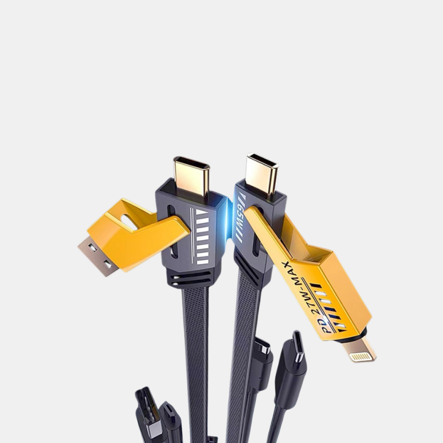 65W 4 in 1 Braided Fast Charging Cable USB-C USB-A Multi-Charge Durable