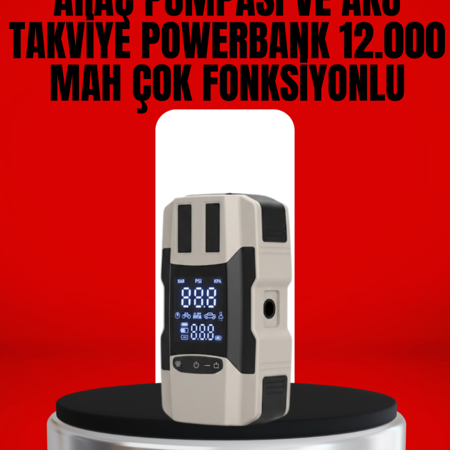 Car Pump Battery Booster Powerbank 12.000 mAh with Digital Display