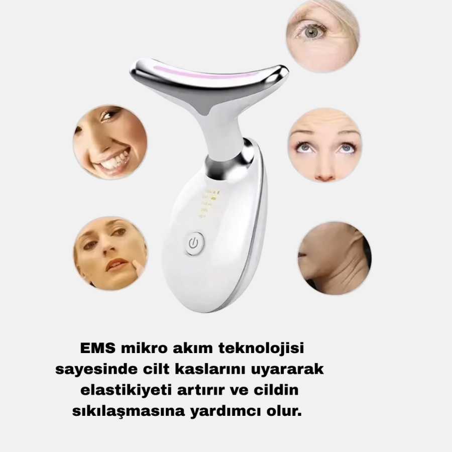 EMS Microcurrent Face and Neck Firming Device with 7000 VPM Vibration Heat Therapy