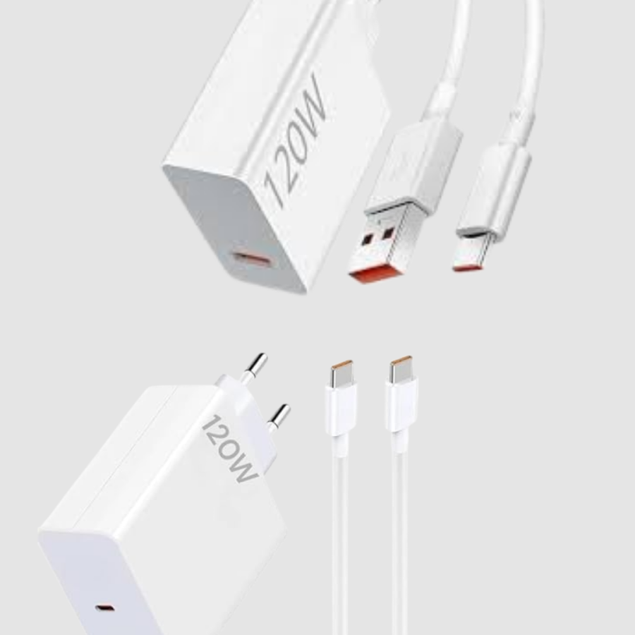 120W Super Fast Charging Adapter – Included Type-C Cable, High Voltage Protection