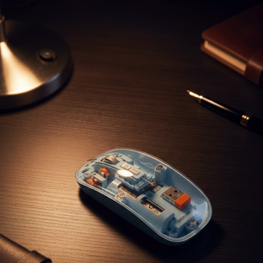 800 1600 DPI Adjustable Blue Wireless Mouse with Battery