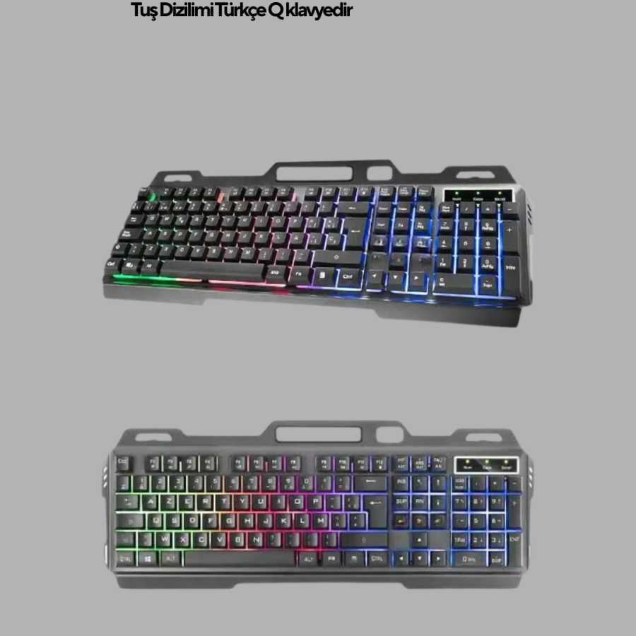 Illuminated Keyboard Mouse and Bluetooth Headset Set Turkish Q USB