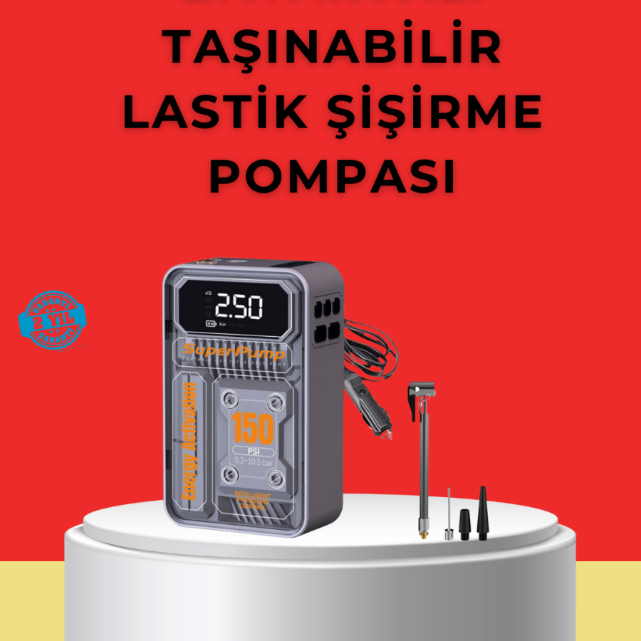 Fast Inflation 150 PSI Car Tire Pump with Powerful Motor