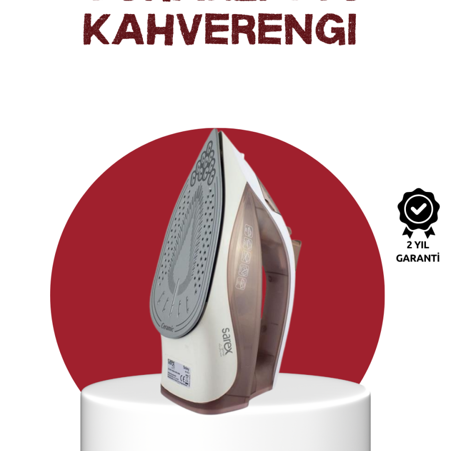 Ceramic Base Steam Iron 2200W Vertical Ironing 300ml Brown