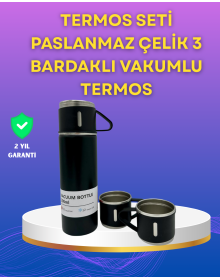 Steel Thermos Cup Set | 500 ml Capacity, Non-Slip Base, Gift Boxed