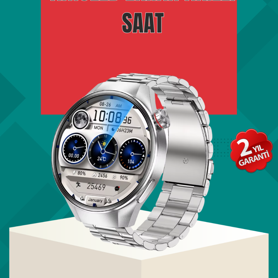Metal Body AMOLED Smart Watch – With Blood Oxygen, Pulse and Call Functions Metal Body AMOLED Smart Watch – With Blood Oxygen, Pulse and Call Functions