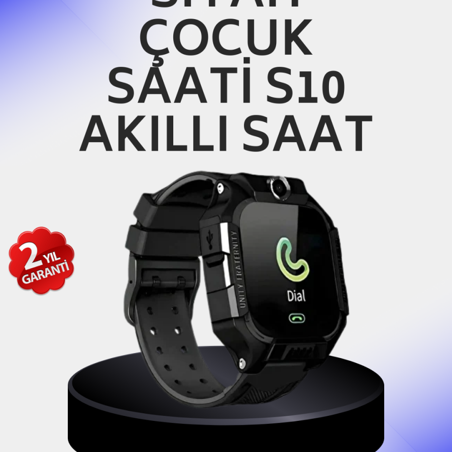 S10 Smart Children s Watch Black Design Pedometer and Alarm Function