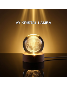 3D Laser Engraved Moon Globe Decorative Lamp with Wooden Stand and USB Connection