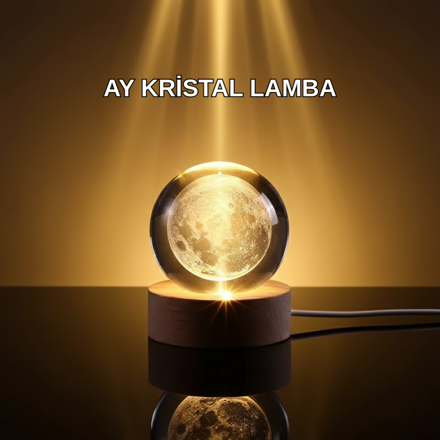 3D Laser Engraved Moon Globe Decorative Lamp with Wooden Stand and USB Connection
