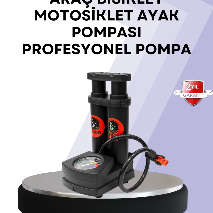 Foot Pump with Pressure Meter Bicycle and Vehicle Compatible