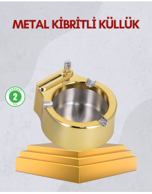 Stainless Steel Ashtray with Lighter Table Top Use