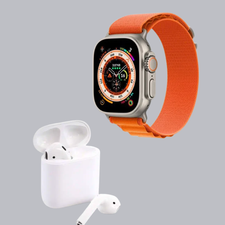 Smart Watch and Wireless Headset iOS Android Compatible Technology Set Smart Watch and Wireless Headset iOS Android Compatible Technology Set