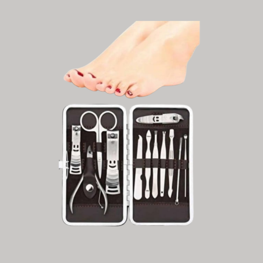 Professional Nail Care Set with Steel Tools and Stylish Leather Bag