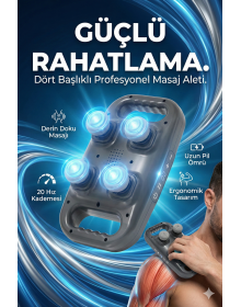 Massage Gun with 4 Heads - Ergonomic Deep Tissue Back and Neck Massager Pain and Pain Relief