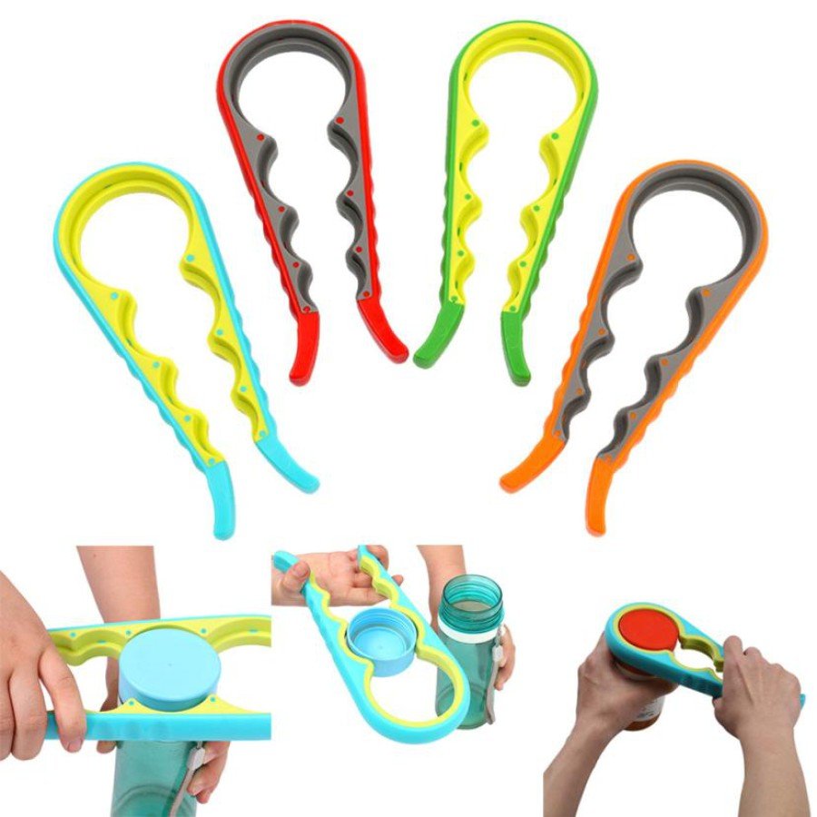 4-Function Plastic-Silicone Bottle Jar Cap Opening Device