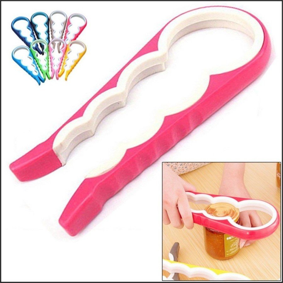 4-Function Plastic-Silicone Bottle Jar Cap Opening Device