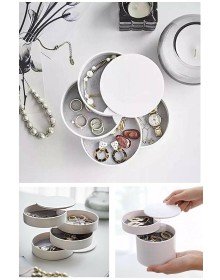 4 Tiers Rotatable Cylinder Jewelry And Makeup Organizer Box