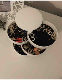4 Tiers Rotatable Cylinder Jewelry And Makeup Organizer Box