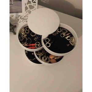 4 Tiers Rotatable Cylinder Jewelry And Makeup Organizer Box